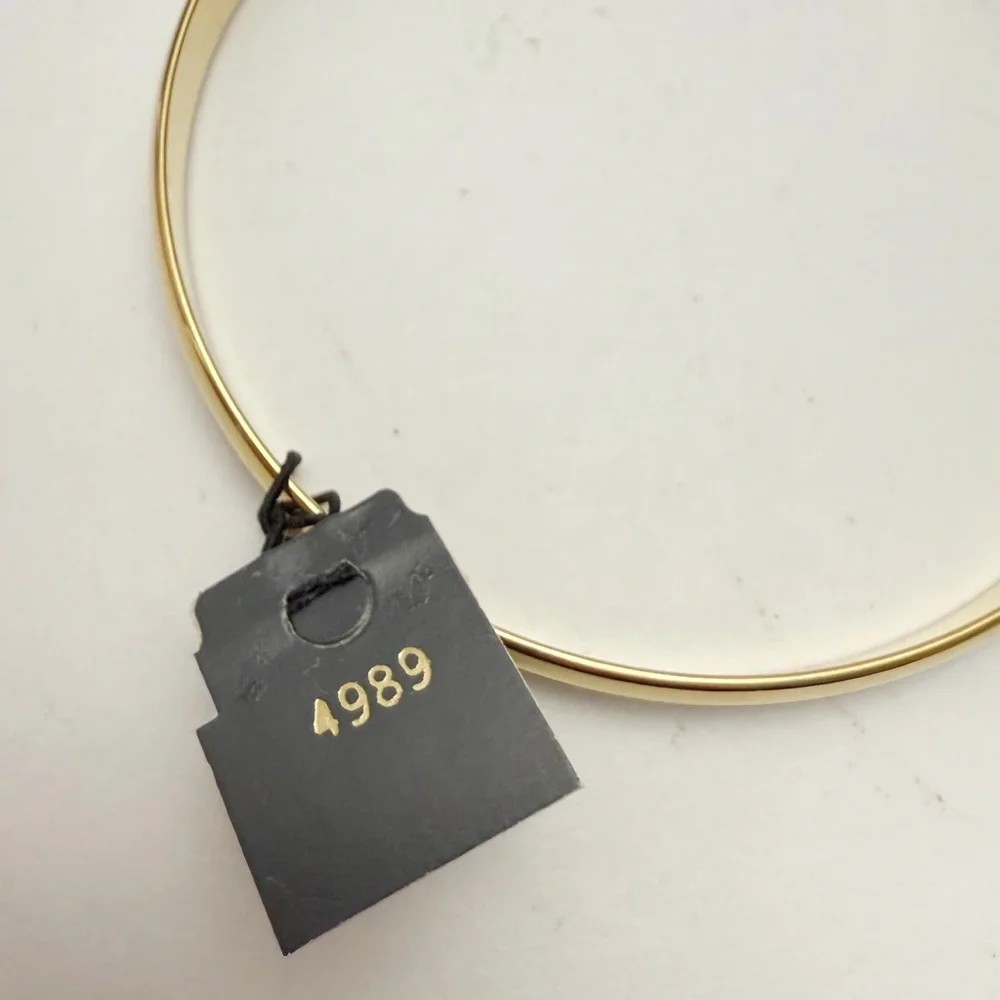 Vintage Trifari Polished Goldtone Black Enamel Stripe Bangle Bracelet NEW
